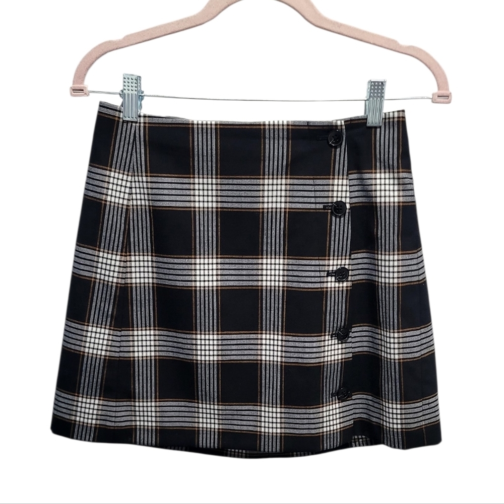 Aritzia Sunday Best Plaid Tartan Wool Blend Mini Skirt Button Front 6